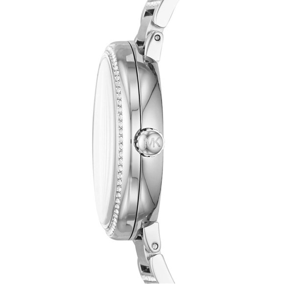 Michael Kors Courtney Steel Crystal MOP Dial Ladies Quartz Watch MK3835